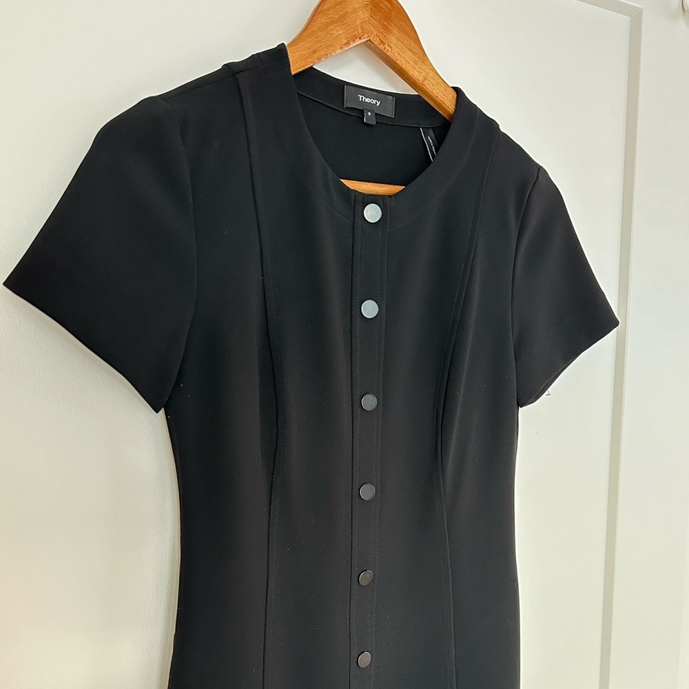 Theory Button Down Dress, Black